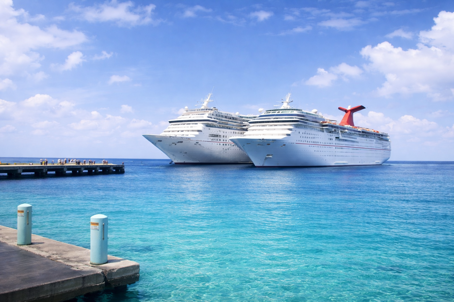 Cruise ships anchored at George Town Grand Cayman turquoise water