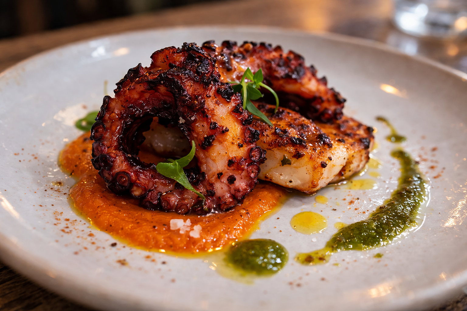 Grilled octopus at Agua restaurant Camana Bay