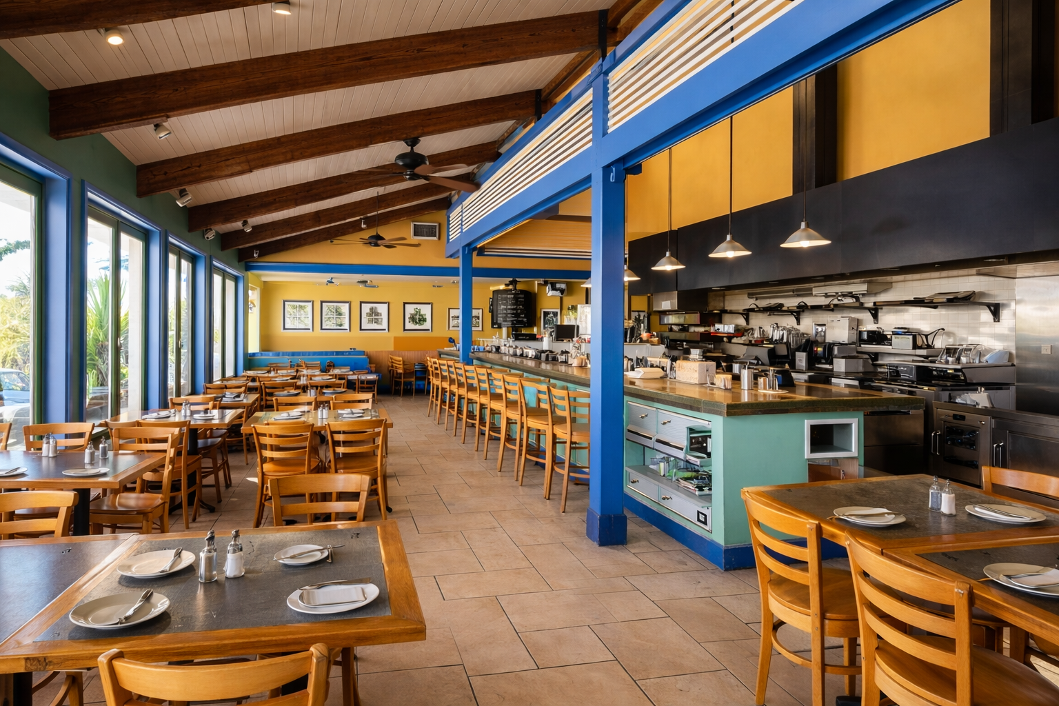Colorful interior of Cimboco restaurant Grand Cayman