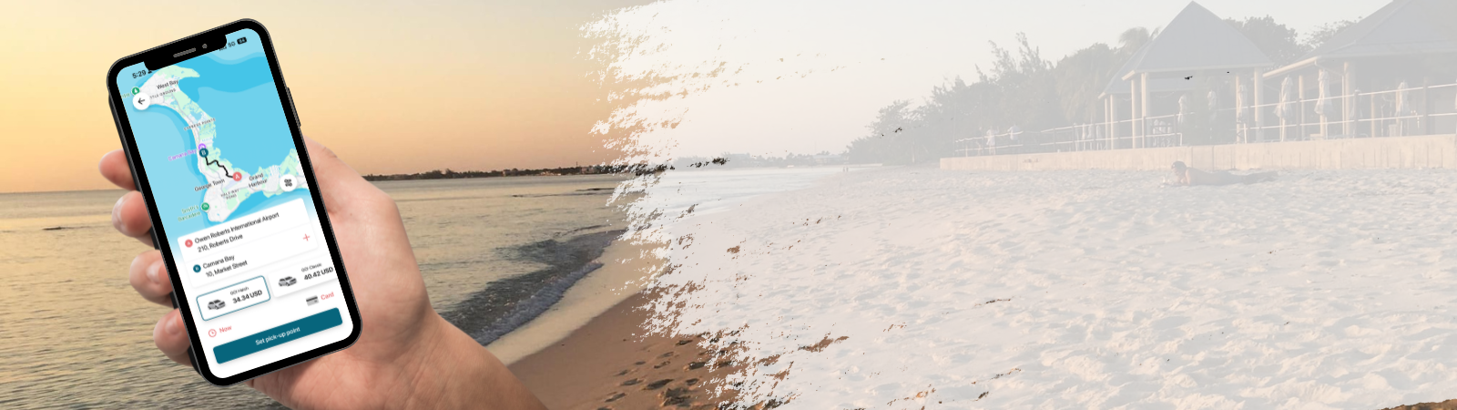 Island GO app on a Grand Cayman beach
